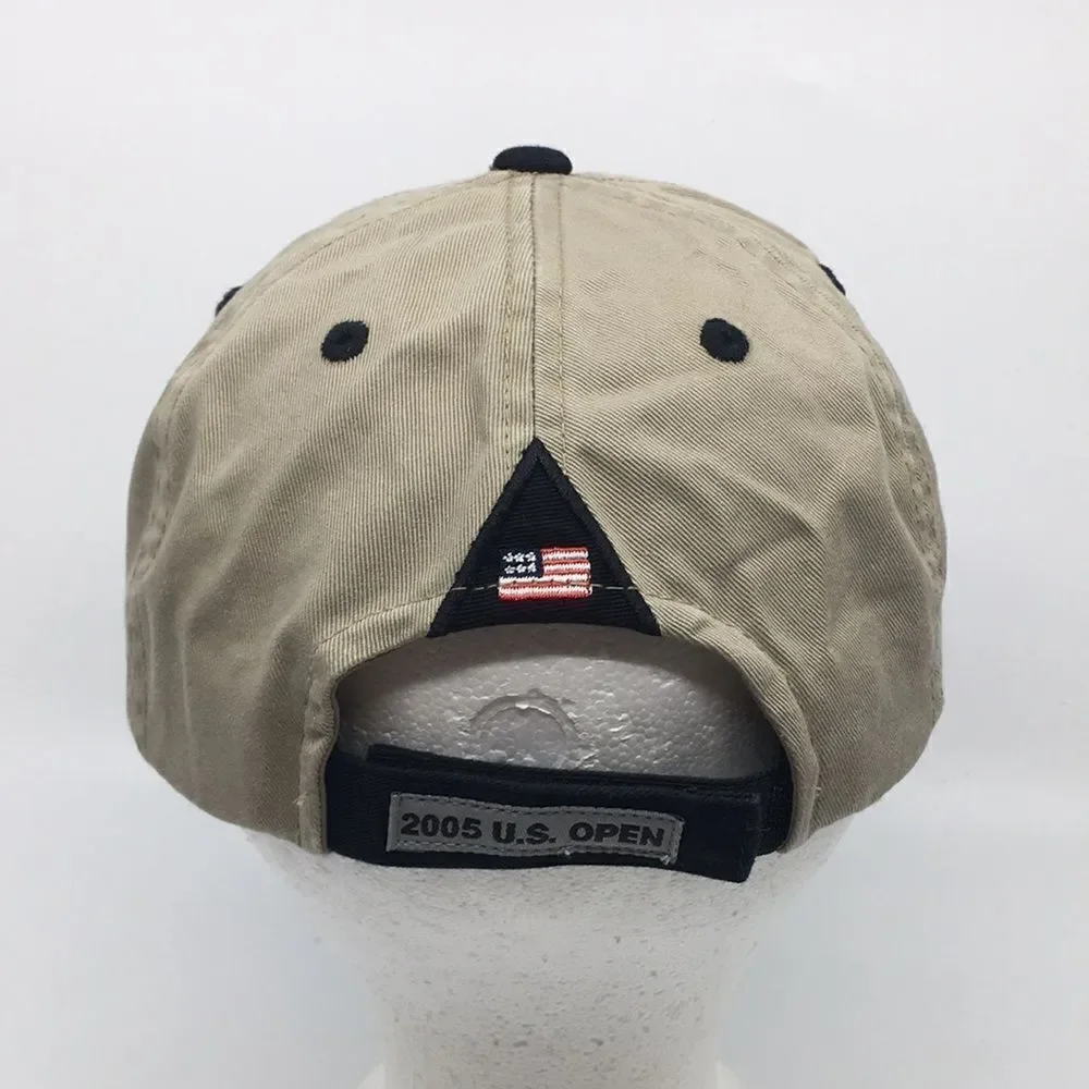 Vintage 2005 US Open Pinehurst No.2 Golf Tan Cotton Embroidered Baseball Cap